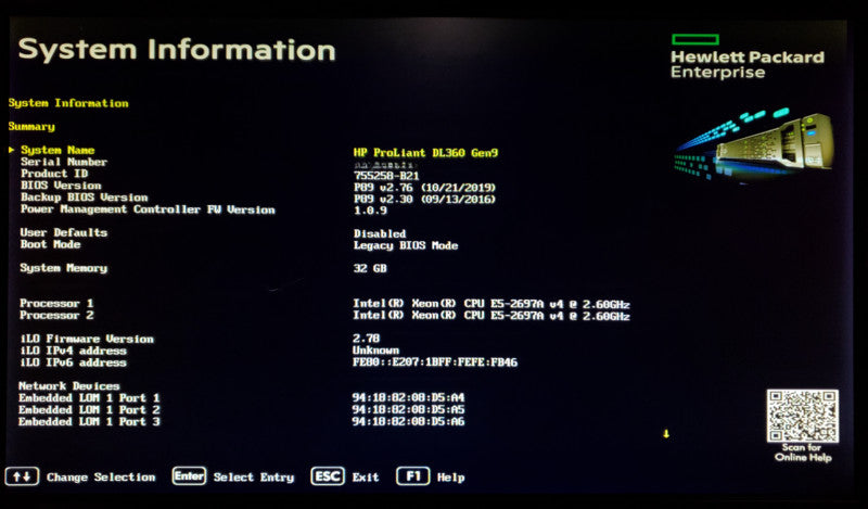 HP ProLiant DL360 Gen9 2x Xeon E5-2697A v4 32GB DDR4 P440ar - No HDD