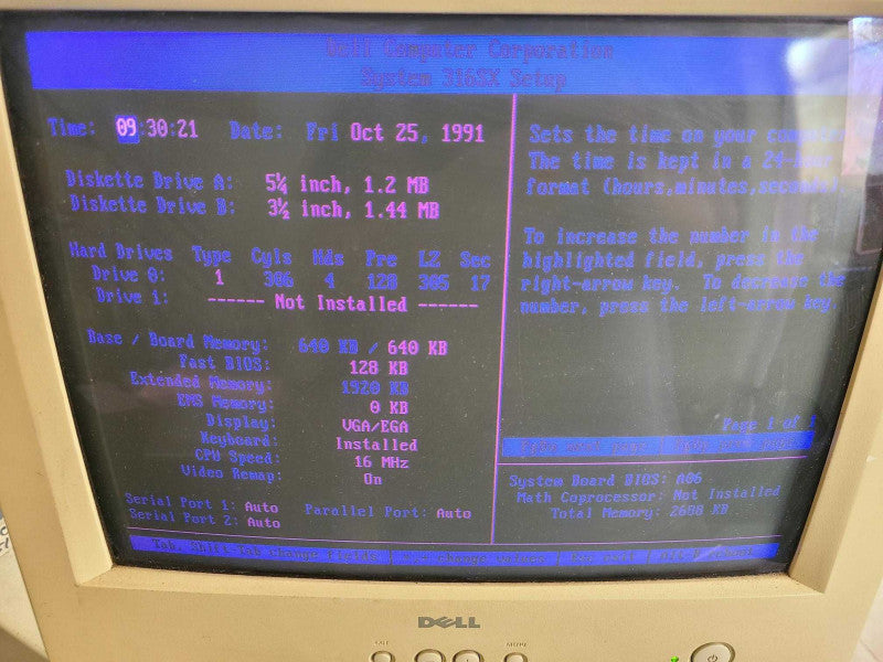 Dell 316SX Vintage computer with RAM, and CPU, READ _