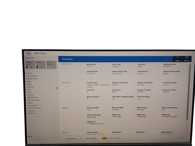 Dell OptiPlex 7090  SFF  i7 - 10700 @ 2.90GHz 16GB DDR4 Ram Qθ
