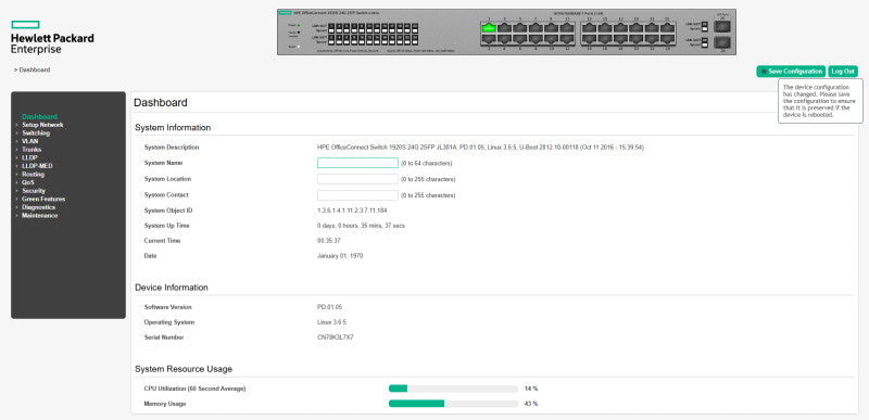 HPE OfficeConnect 1920S JL381A | 24-Port Gigabit Switch | 2x SFP