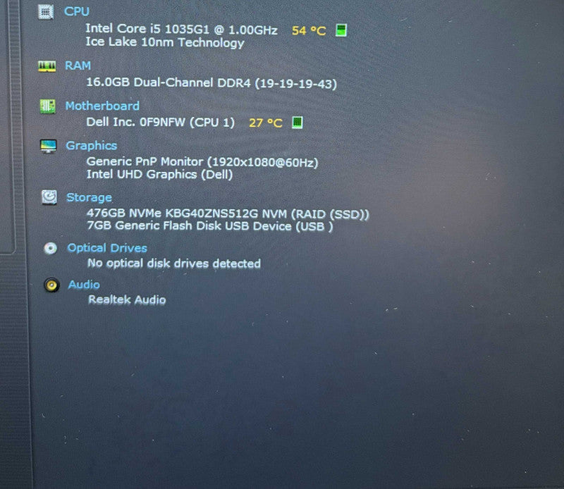 Dell Inspiron 3493 Core i5-1035G1@1GHz 16GB RAM 512GB SSD  Lap200