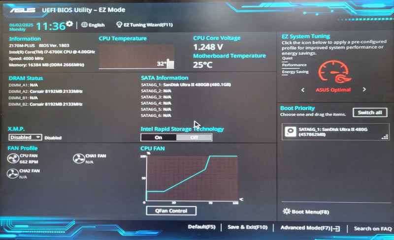 Custom/Asus PC, Core i7-6700K 4.0GHz 16GB DDR4 480GB SSD, Quadro K420, 650W _