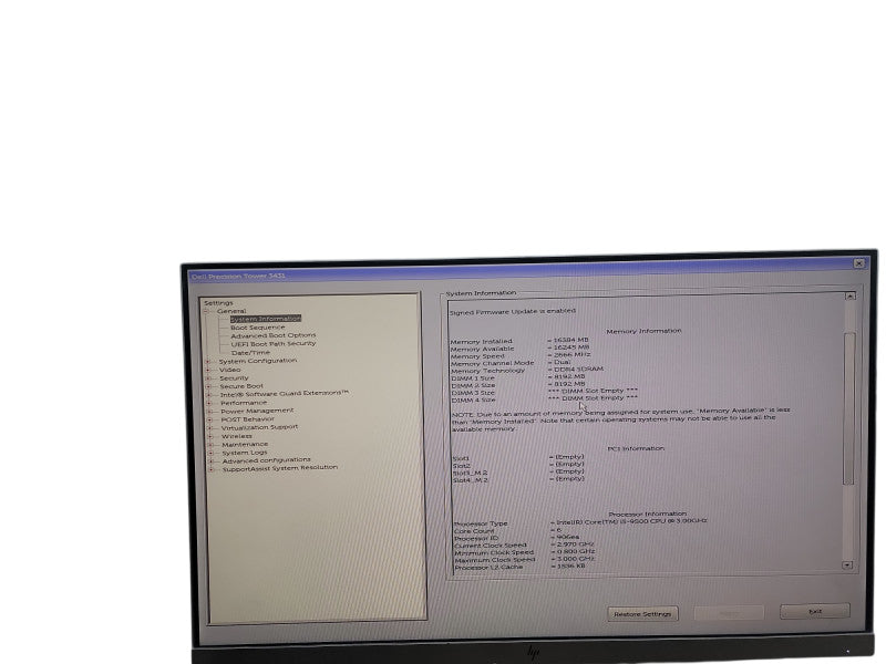 Dell Precision Tower 3431 SFF i5 - 9500 @ 3.00GHz 16GB DDR4 Ram θ