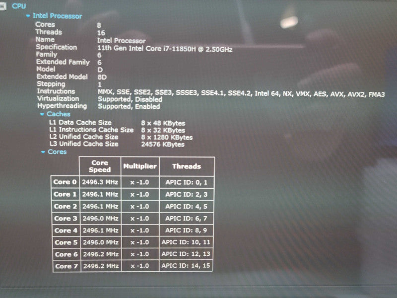 Dell Precision 7560 i7-11850H 32GB DDR4 RTX A2000 1TB NVMe TOUCH Qβ Lap200