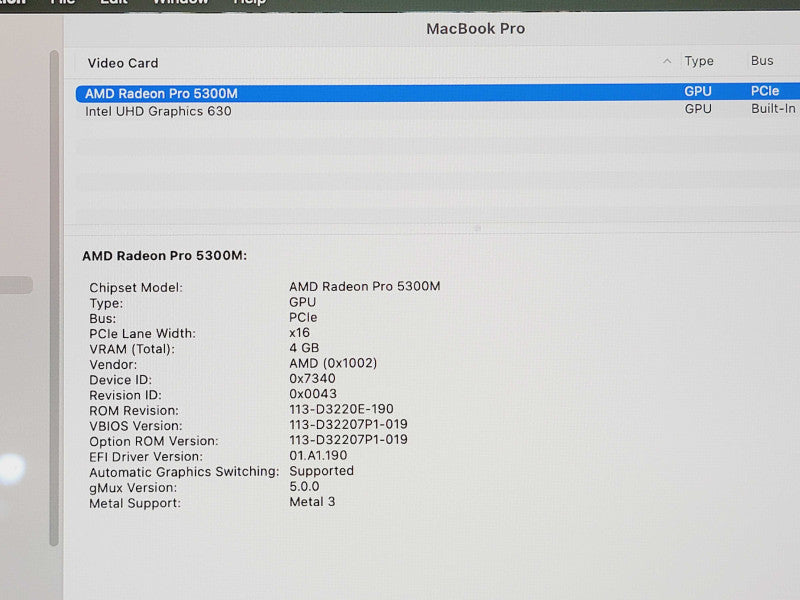Apple Macbook Pro 2019 16" 6-Core i7-9750H @ 2.6GHz 16GB DDR4 500GB SSD (