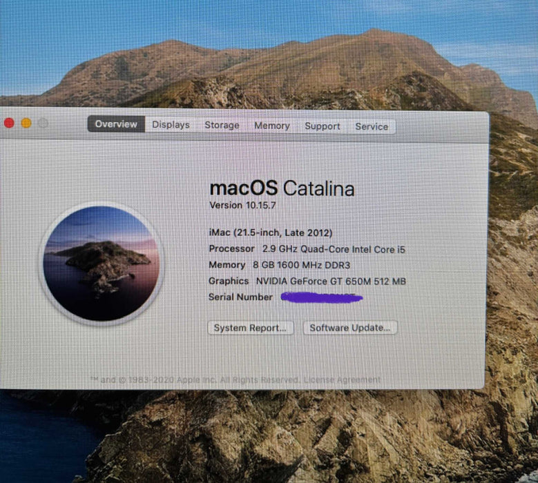 Apple iMac 21.5" Late 2012 Quad-Core i5-3470S GT650M GPU 8GB RAM 1TB HDD