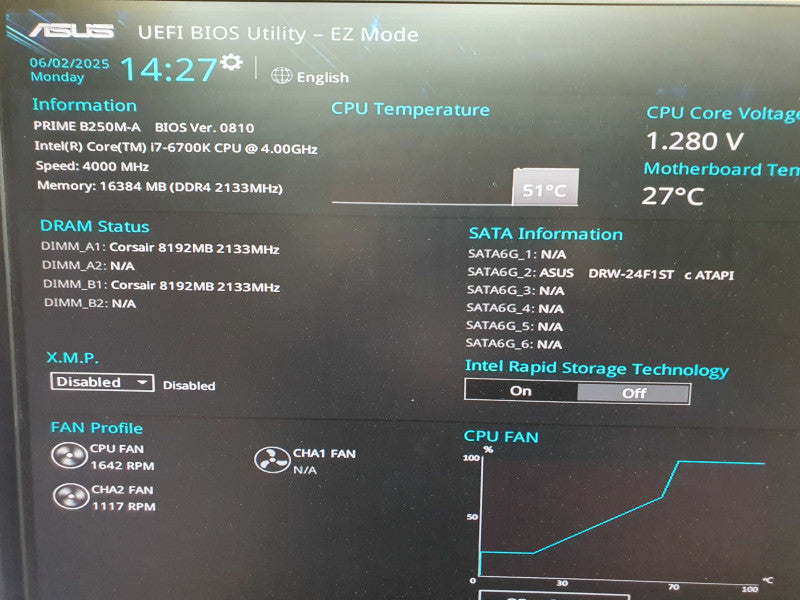 Custom PC ASUS PRIME B250M-A i7-6700K 4GHz GTX 960 16GB RAM - No HDD