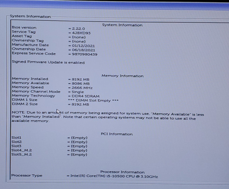 Dell OptiPlex 3080 Tower Desktop i5-10500@3.10GHz 8B RAM NO-HDD/SSD