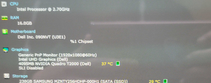 Dell Precision 7550 i7-10850H 16GB DDR4 Quadro T2000 256GB SSD TOUCH!  β Lap200