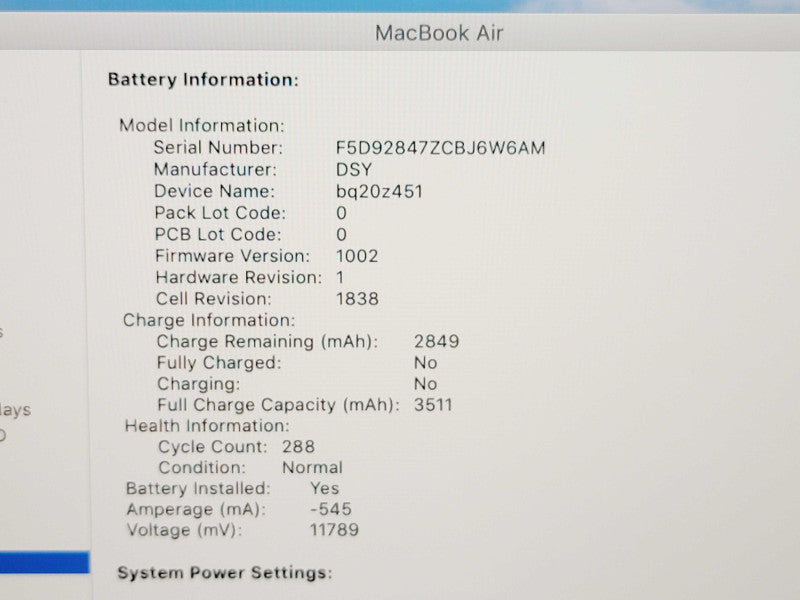 Apple Macbook Air Retina 2019 13" Core i5-8210Y @ 1.6GHz 16GB DDR3 500GB SS (