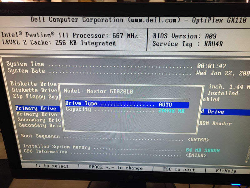 Dell Optiplex GX110 Pentium III 667Mhz 64MB RAM 20GB HDD, READ _