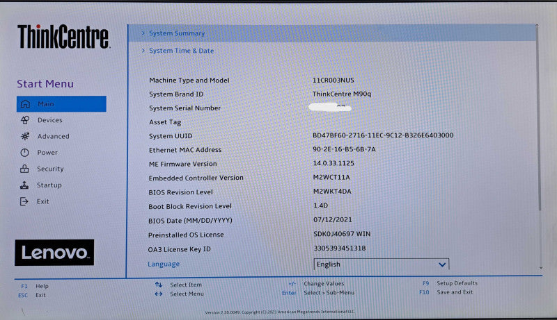 Lenovo ThinkCentre M90q | i7-10700 @2.90GHz 8-Core, 16GB DDR4, 256GB NVMe