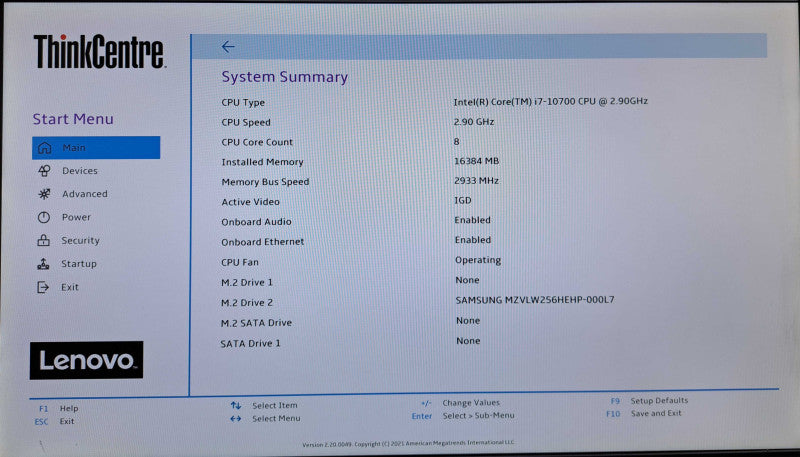 Lenovo ThinkCentre M90q | i7-10700 @2.90GHz 8-Core, 16GB DDR4, 256GB NVMe