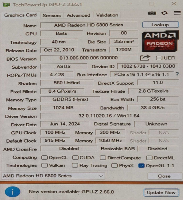 ASUS AMD Radeon HD 6850 1GB GDDR5 GPU | EAH6850 DC/2DI2S/1GD5 1GB GDDR5