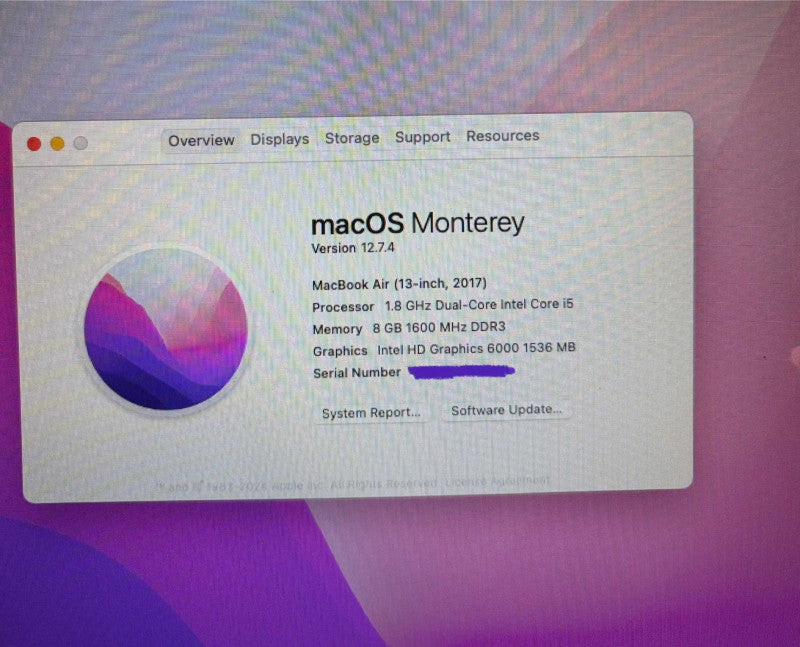 Apple MacBook Air 13" 2017 Core i5-5350U@1.8GHz 8GB RAM 256GB SSD READ