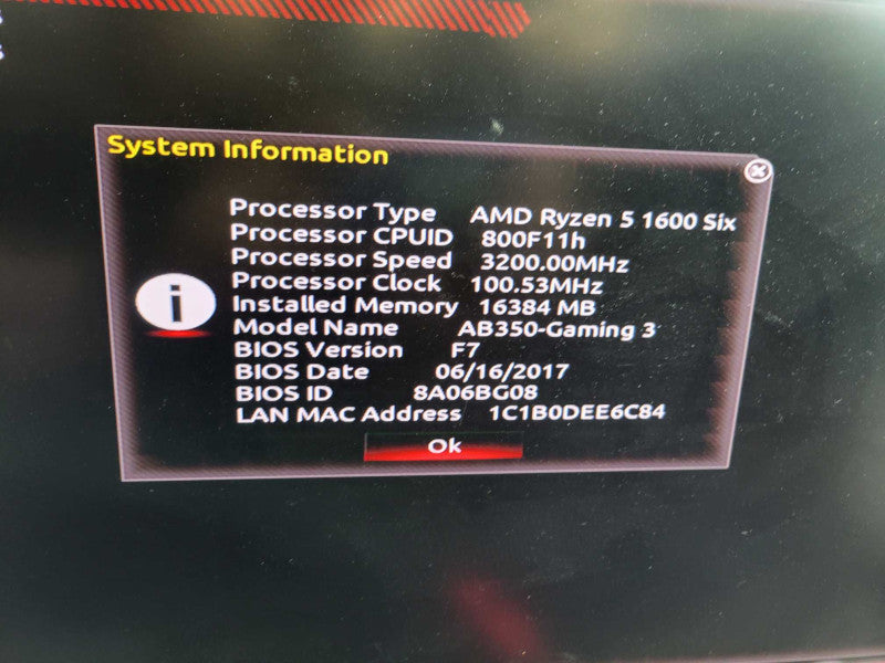AMD Ryzen 5 1600 GIGABYTE GA-AB350-Gaming 3 16GB DDR4 + I/O Plate %
