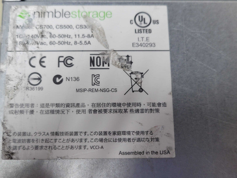 Nimble Storage CS300-4G-24T-1200F 2x Controllers, 2x PSU, No HDD/Tray, READ _