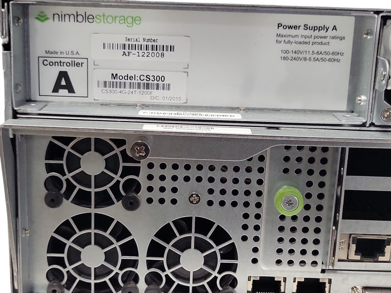 Nimble Storage CS300-4G-24T-1200F 2x Controllers, 2x PSU, No HDD/Tray, READ _