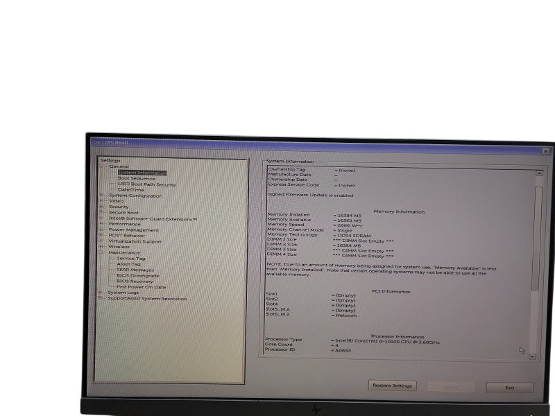 Dell XPS 8940 MT  i3 -  10100  @  3.60GHz 16GB DDR4 Ram θ