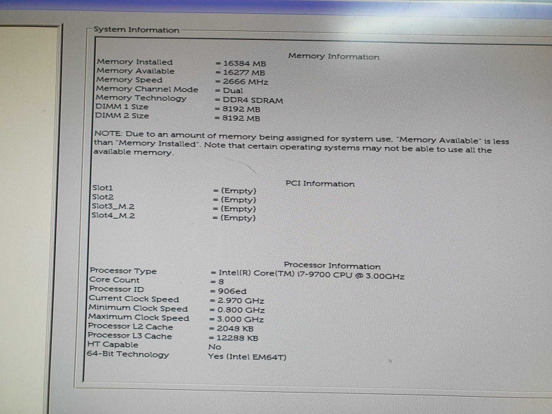 Dell Optiplex 3070 SFF i7-9700 3GHz 16GB RAM - No HDD