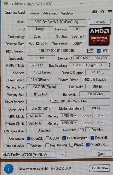 AMD FirePro W7100 8GB GDDR5 Workstation Graphic Card | 4x DP