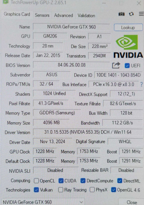 ASUS GTX 960 4GB Strix-GTX960-DC2OC-4GD5 Graphics card _