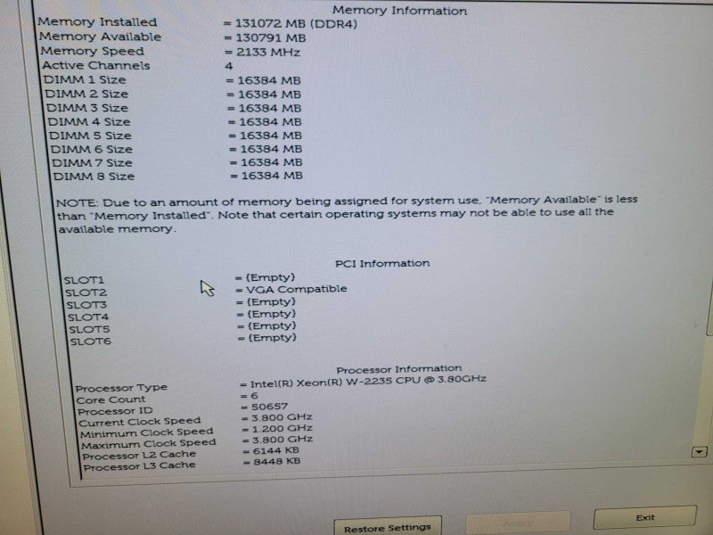 Dell Precision T5820 - Xeon W-2235 128GB DDR4 NO HDD NO GPU 950W PSU %