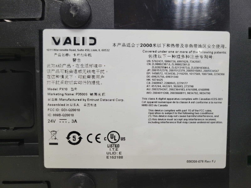 VALID PX10 P3500S Simplex ID Card Printer, Only 22 Card Count _