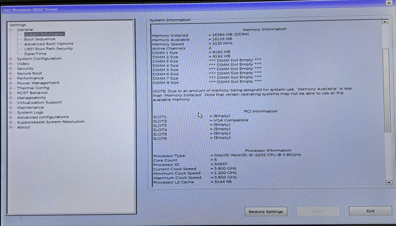 Dell Precision T5820 | Xeon W-2235 @3.80GHz, 16GB DDR4, Quadro P400, No HDD