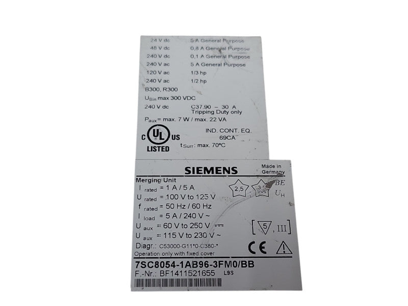 Siemens 7SC8054-1AB96-3FM0/BB controller, READ _