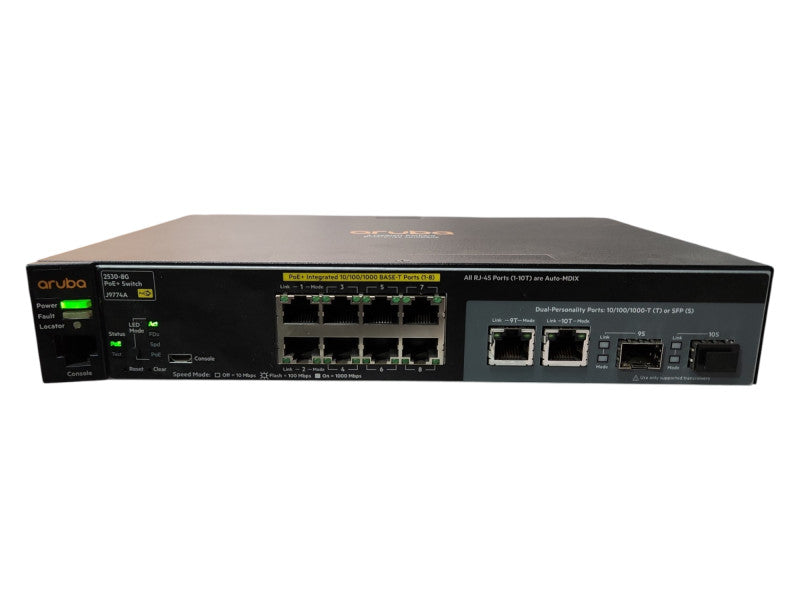 HP 2530-8G PoE+ J9774A | 8-Port Gigabit PoE+ Network Switch | Dual Uplinks