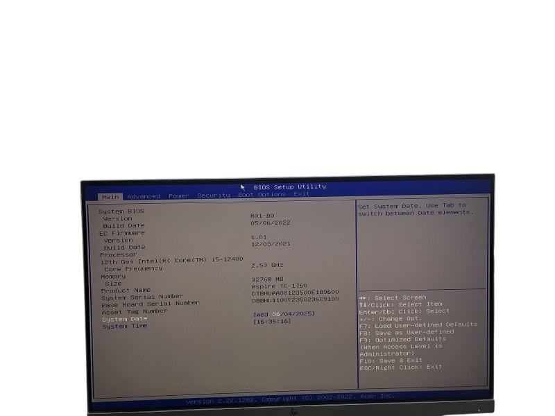 Acer Aspire TC-1760 Tower  i5 - 12400 @ 2.50GHz 32GB DDR4 Ram θ