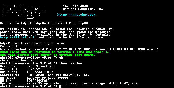 Ubiquiti EdgeRouter LITE (ERLite-3), Factory Reset