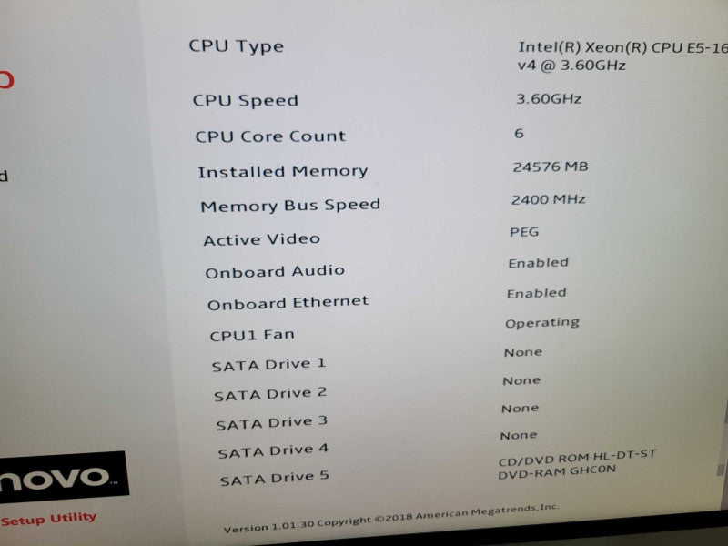 Lenovo ThinkStation P410 - Xeon E5-1650 24GB DDR4 NO HDD QUADRO K1200 %