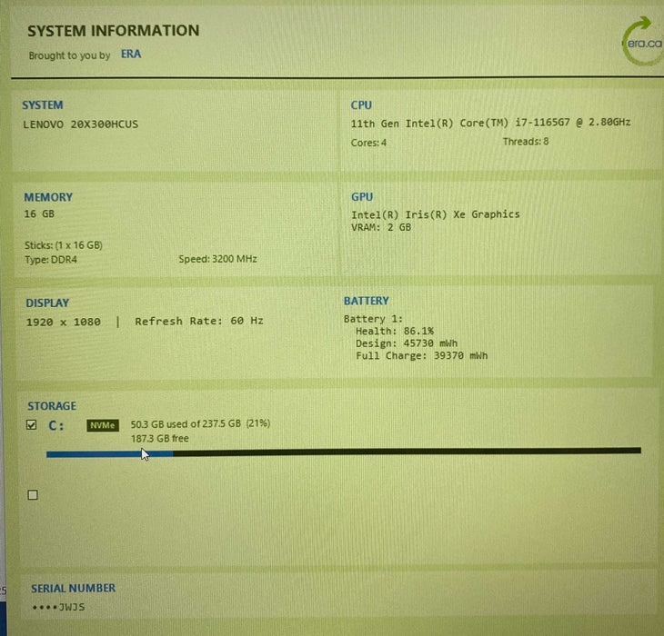 Lenovo ThinkPad L15 Gen 2 TOUCH Core i7-1165G7@2.80GHz 16GB RAM 256GB SSD  Lap200