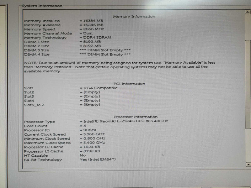 Dell Precision 3630 Tower Xeon E-2124G 16GB RAM Quadro P400 - No HDD