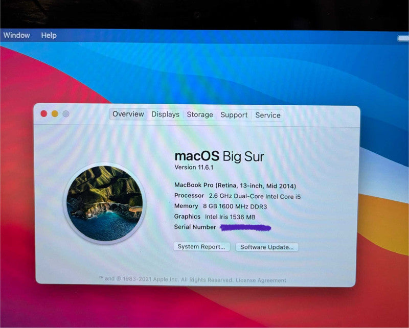 Apple MacBook Pro Retina 13" Mid 2014 i5-4278U 8GB RAM 256GB SSD READ