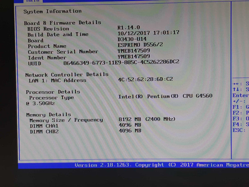 FUJITSU Intel Pentium G4560 3.50GHz , 8GB DDR4, NO HDD