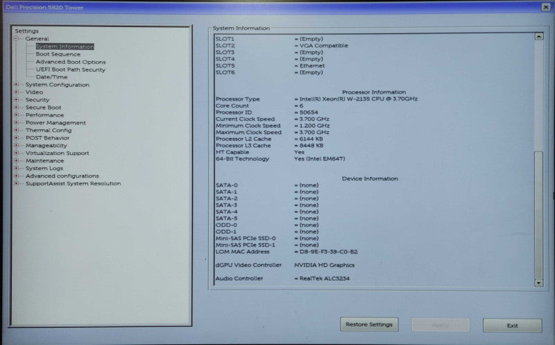 Dell Precision T5820, Xeon W-2135 3.70GHz, 64GB DDR4, P400, 950W PSU