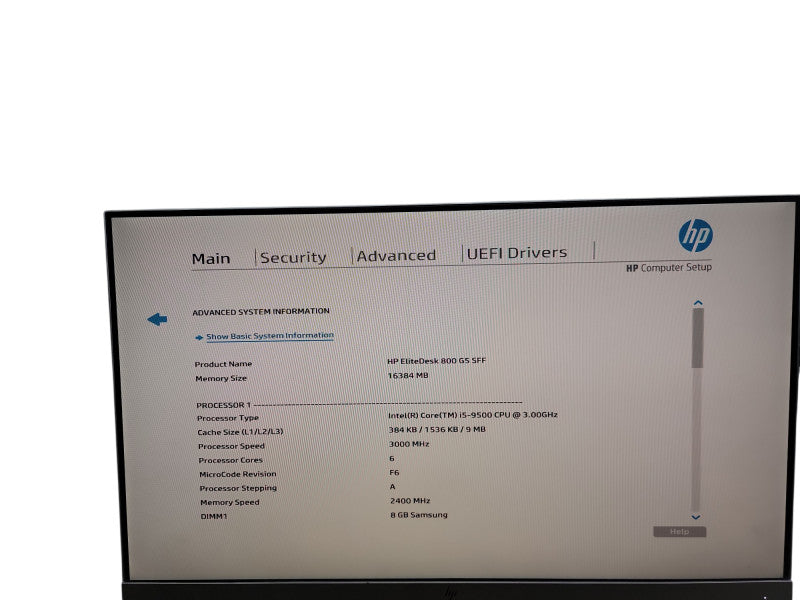 HP EliteDesk 800 G5 SFF i5 - 9500 @ 3.00GHz 16GB DDR4 Ram θ