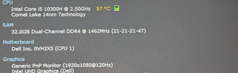 Dell G5 5500 i5-10300H@2.5GHz GTX 1660 Ti 6GB GPU 32GB RAM 500GB SSD READ  Lap200