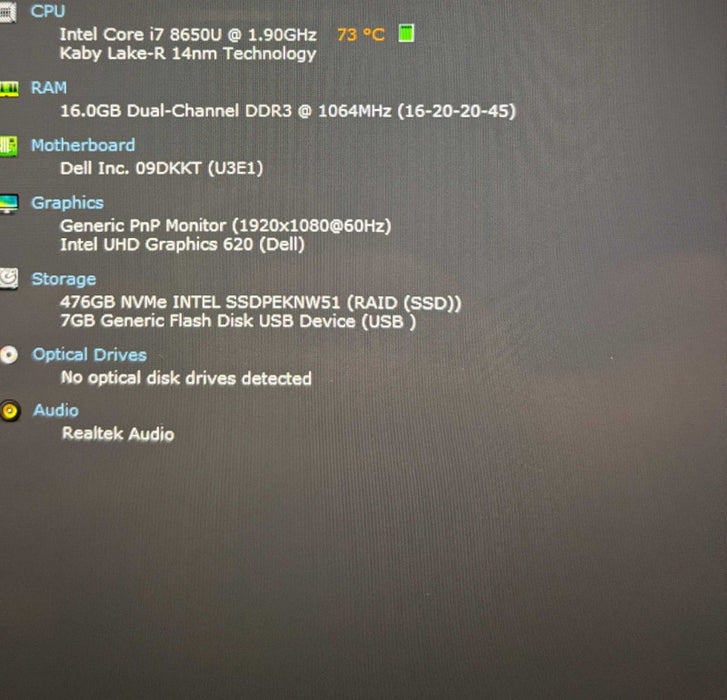 Dell XPS 13 9370 Core i7-8650U@1.9GHz 16GB RAM 256GB SSD  Lap200