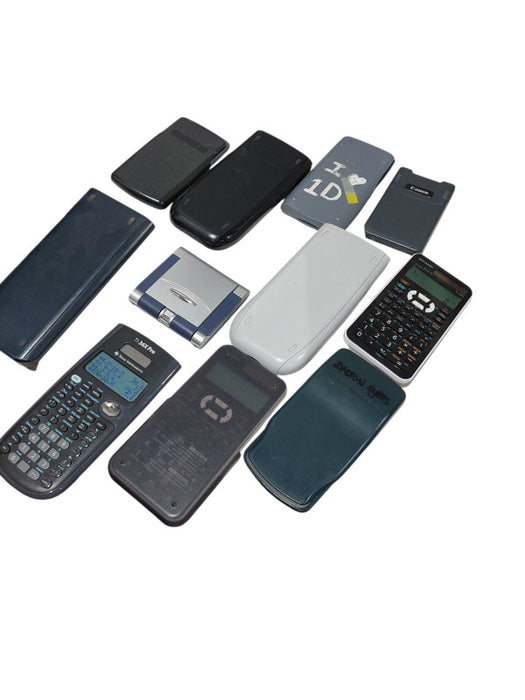 Bundle of 11 Old Scientific Calculators Texas Instruments Sharp Canon Casio =