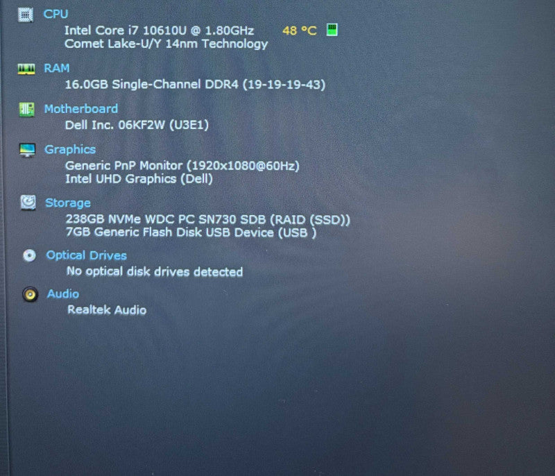 Dell Latitude 5410 Core i7-10610U@1.8GHz 16GB RAM 256GB SSD READ!  Lap200