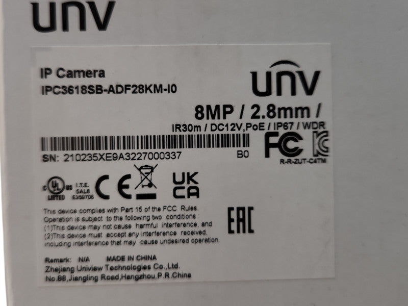 *New Open Box" UNV IP camera IPC3618SB-ADF28KMC-l0 Security Camera