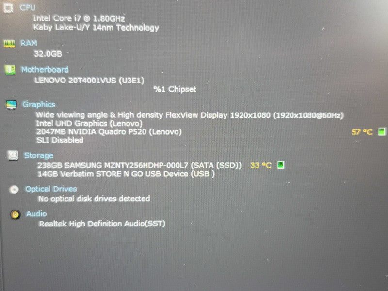 Lenovo ThinkPad P15s i7-10510U 32GB DDR4 Quadro 520 256GB NVMe  β Lap200
