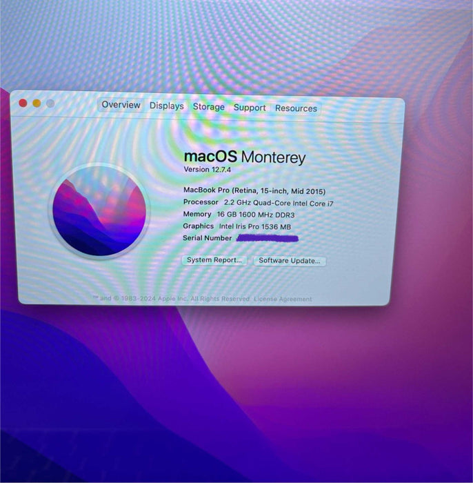 Apple MacBook Pro Retina 15" Mid 2015 i7-4770H@@2.2GHz 16GB RAM 256GB SSD