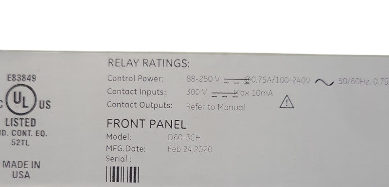 GE D60 Line Distance relay D60U00HCHF8LH6LM6CPXXUXXWXX, READ _