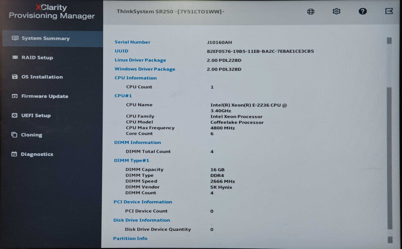 Lenovo ThinkSystem SR250 1U 4x 3.5", Xeon E-2236, 64GB DDR4, 2x 4TB SAS