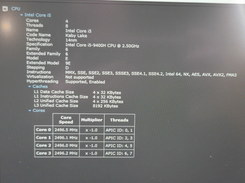 Lenovo ThinkPad P53 i5-9400H 16GB DDR4 Quadro T1000 256GB SSD  β Lap200